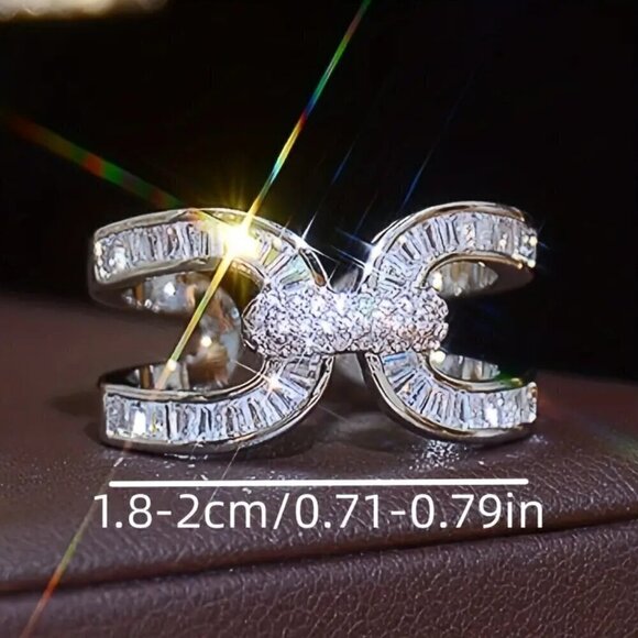 Adjustable Bling Statement Ring Baguette Cut and Channel Set 1417 - Picture 6 of 10